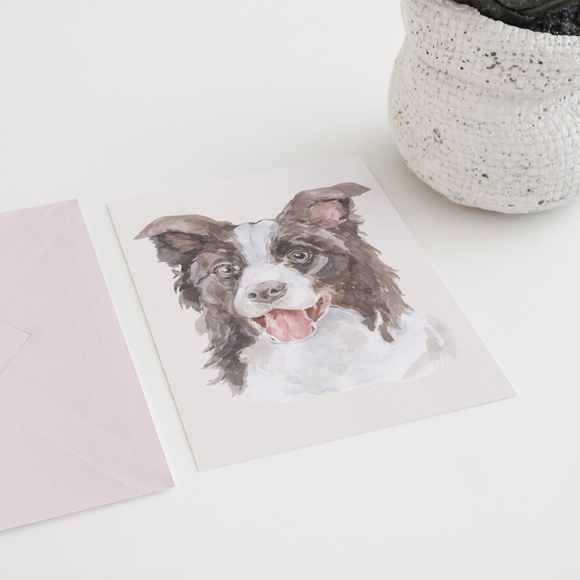 Watercolor Border Collie Dog Wall Art Illustration Print Poster Card Unframed - Picture 6 of 7